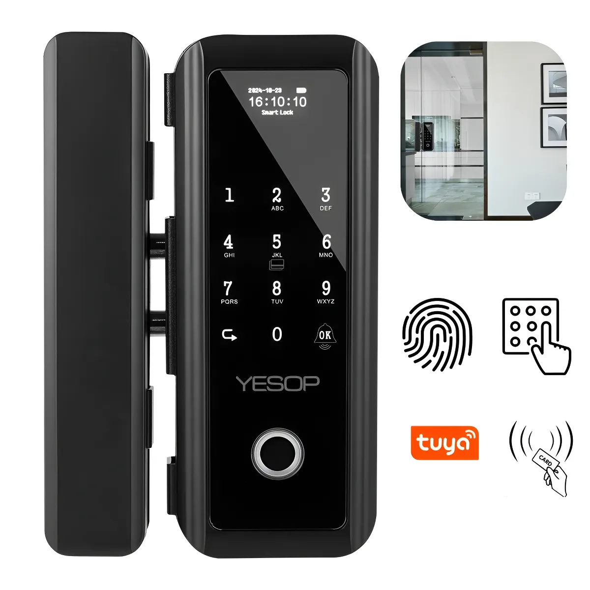 Fechadura para porta de vidro